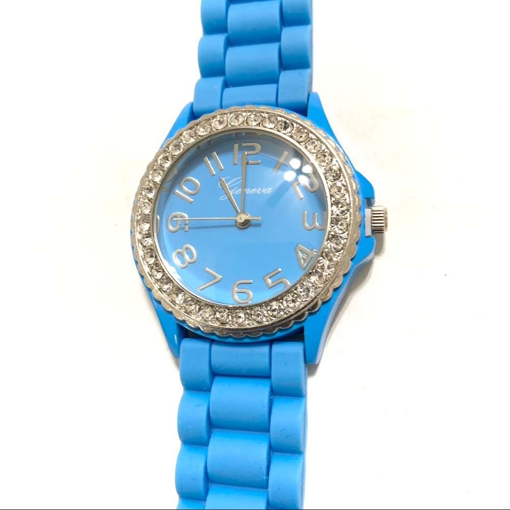 Silicon Jelly Band Watch, baby blue.